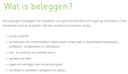 Wat is beleggen? - Antwoord van AEX.nl