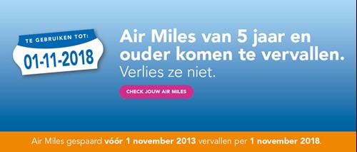 Oude Air Miles vervallen op 1 november