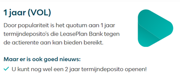 LeasePlan Bank 1 jaar deposito VOL